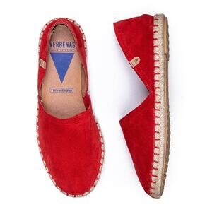 Verbenas Red Suede Espadrille Flats Leather Upper Made in Spain EU 39 Carmen